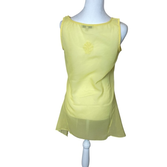 Young Threads Butter Yellow Embroidered Chiffon Sleeveless Blouse Fairy Medium - Picture 4 of 10